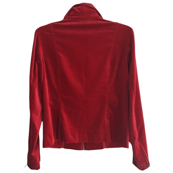 90s Y2K JONES NEW YORK Velvet Red Zip Up Jacket - Picture 2 of 4